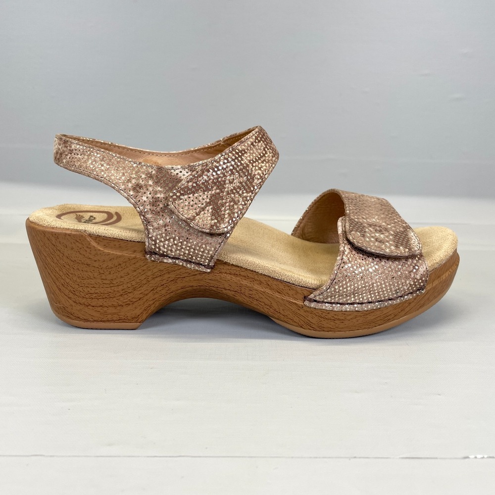 Dansko Sonnet Wedge Sandals Womens Size 39 US 8.5 Brown Leather Comfort Shoes